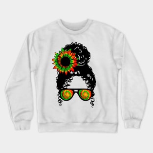 Awesome Suneflower Messy Bun Juneteenth Celebrate 1865 June 19th Crewneck Sweatshirt